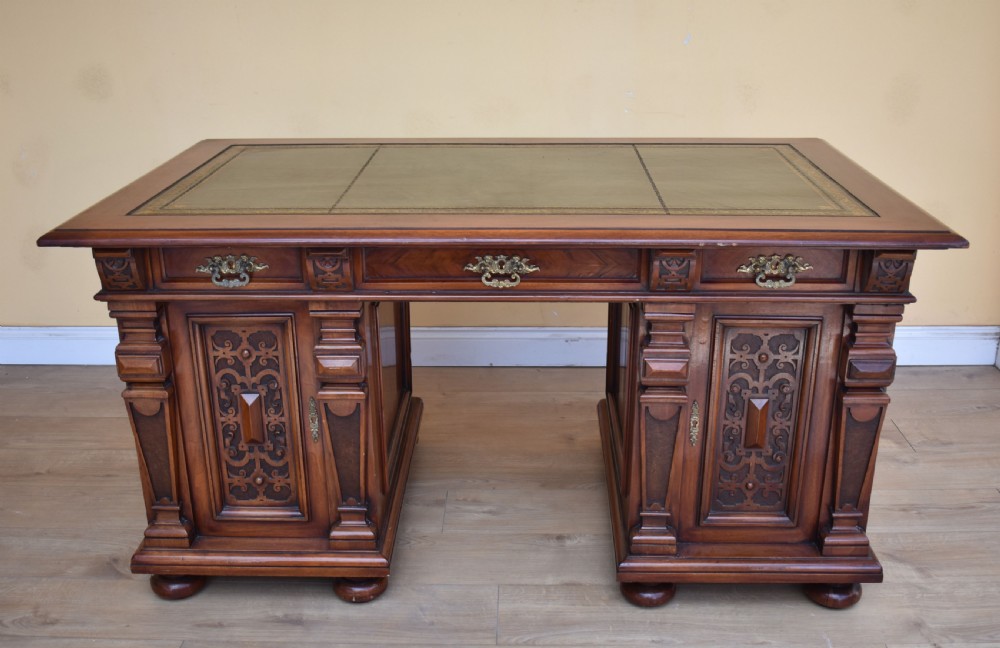 19th Century Carved Walnut Desk  View VIII