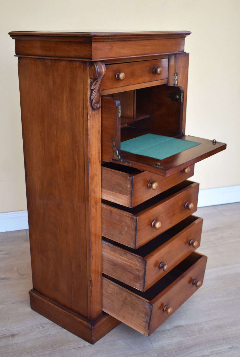 19th Century Victorian Mahogany Secretaire Wellington Chest View II