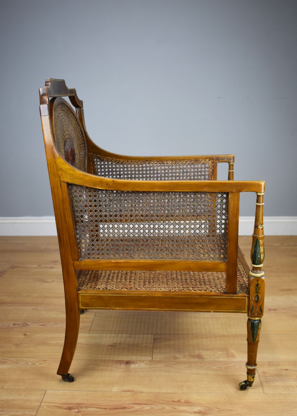 19th Century Victorian Satin Birch Cane Armchair by Howard & Sons  View III