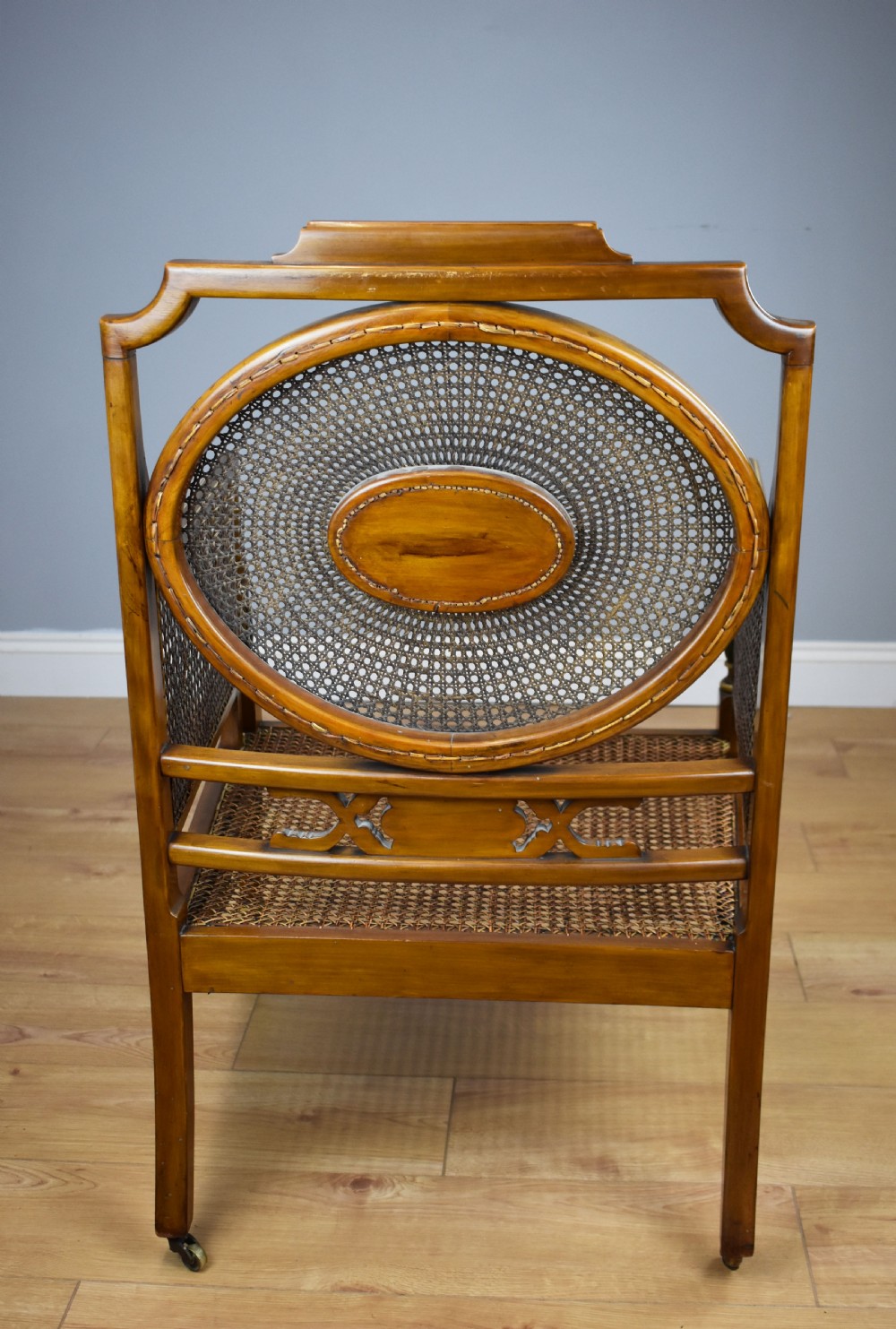 19th Century Victorian Satin Birch Cane Armchair by Howard & Sons  View IV