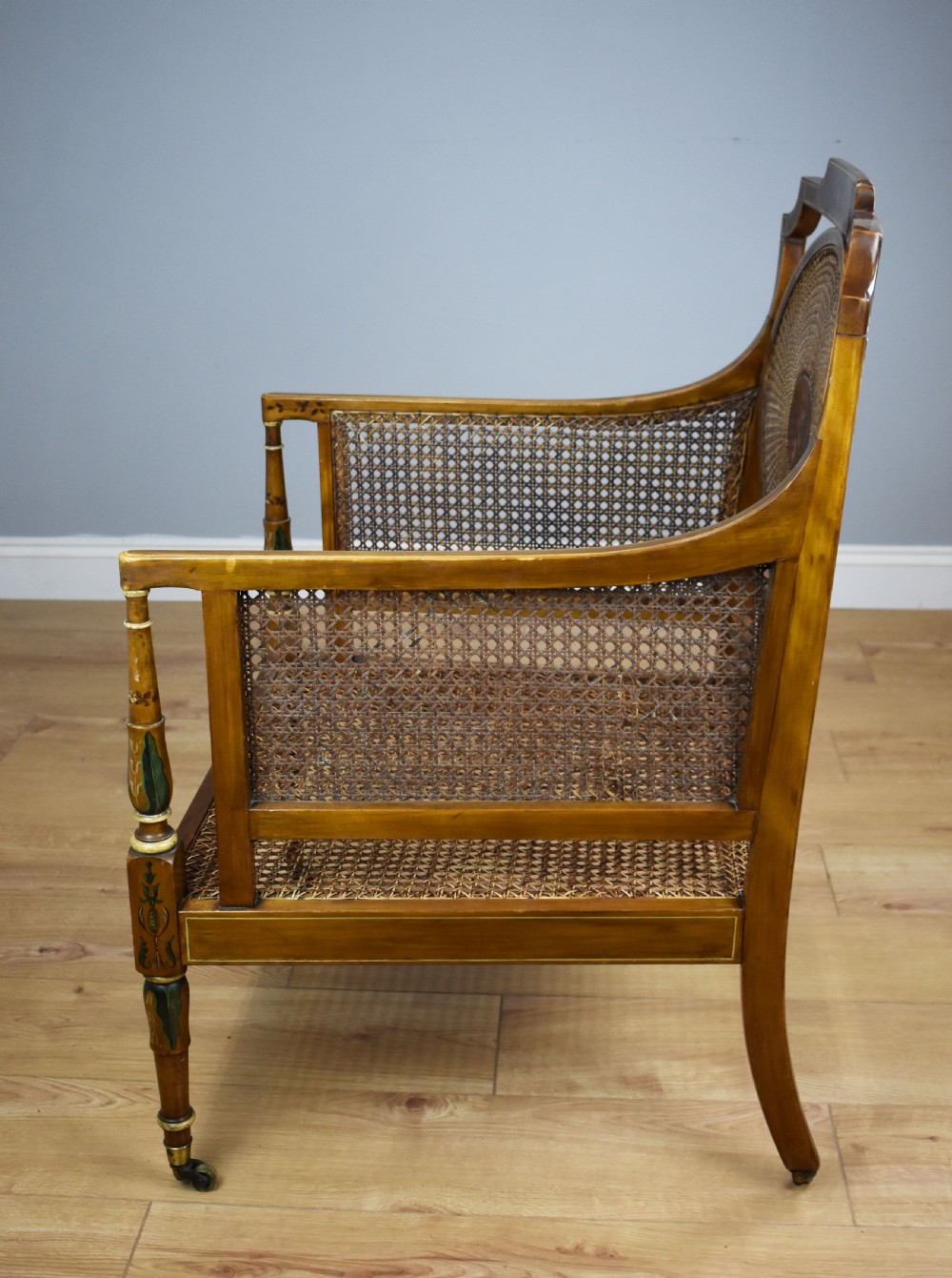 19th Century Victorian Satin Birch Cane Armchair by Howard & Sons  View V
