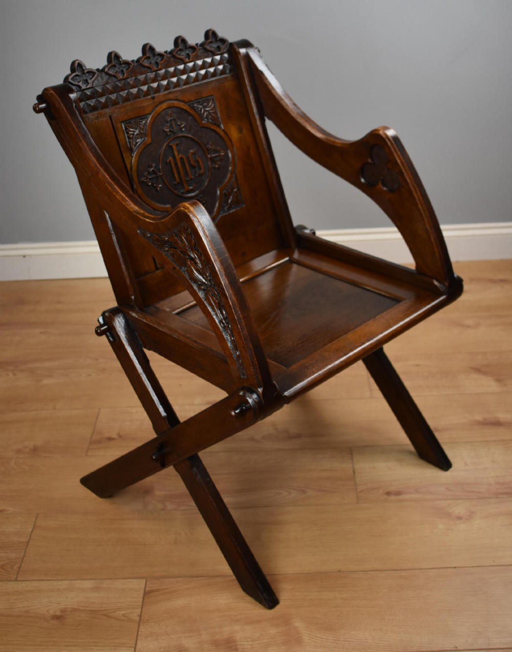 Victorian Carved Oak Glastonbury Armchair