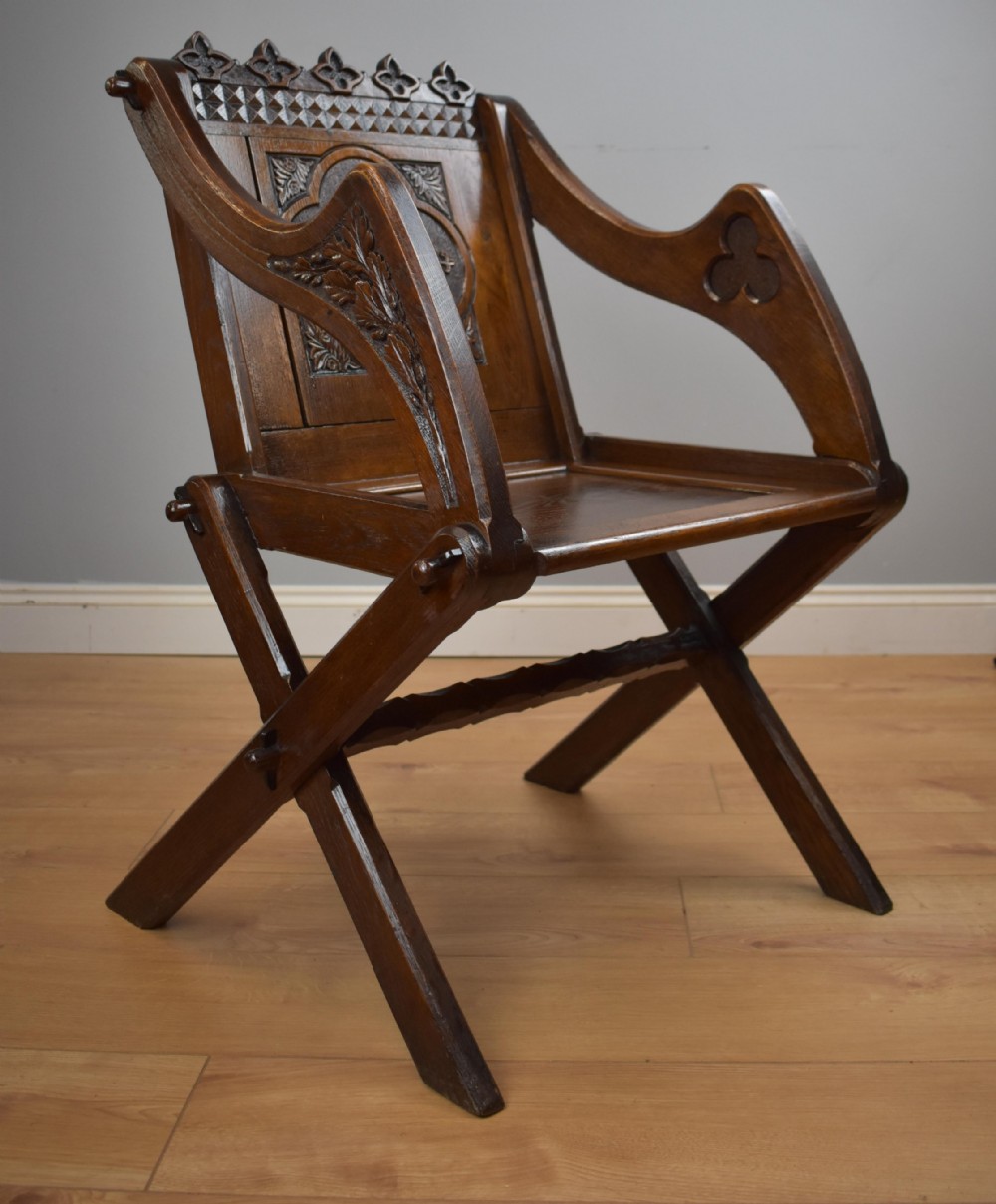Victorian Carved Oak Glastonbury Armchair View II