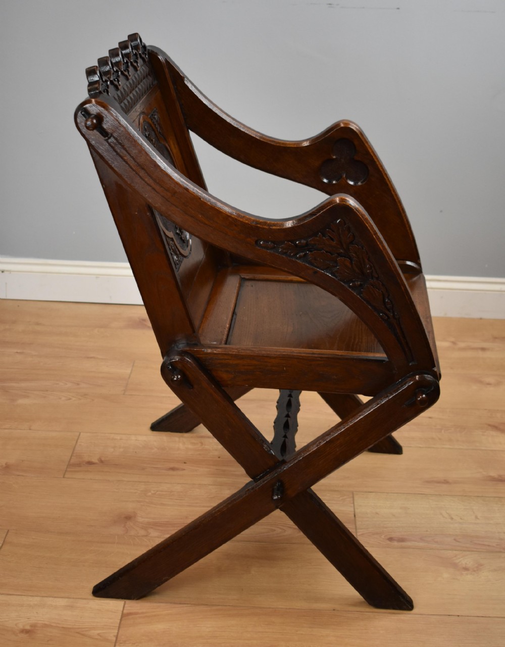 Victorian Carved Oak Glastonbury Armchair View IV