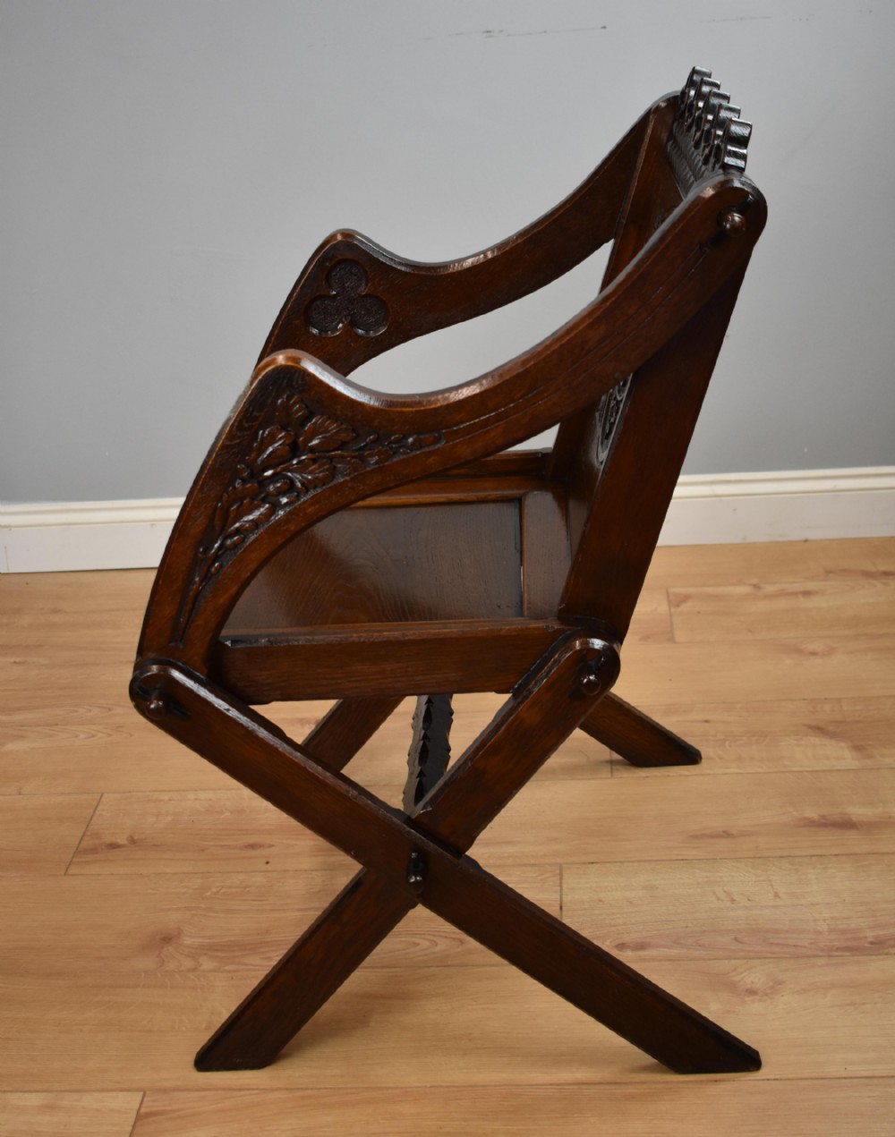 Victorian Carved Oak Glastonbury Armchair View VII