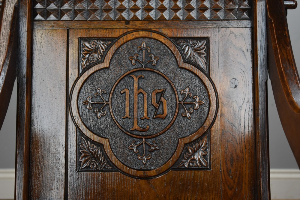 Victorian Carved Oak Glastonbury Armchair View VIII