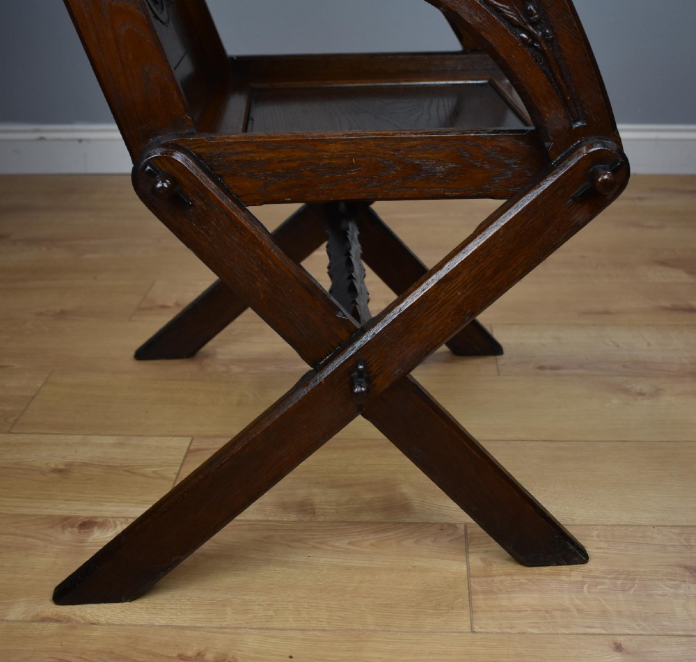 Victorian Carved Oak Glastonbury Armchair View XI