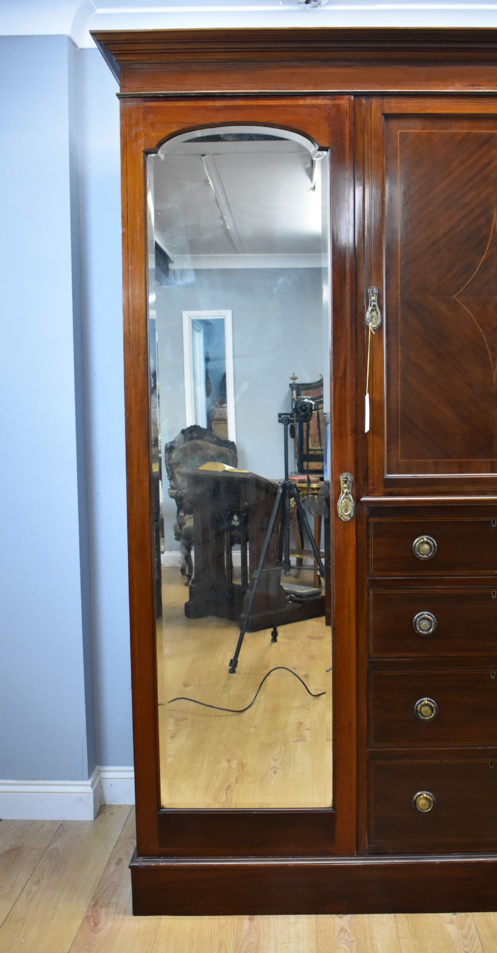 Edwardian Mahogany Triple Wardrobe View II