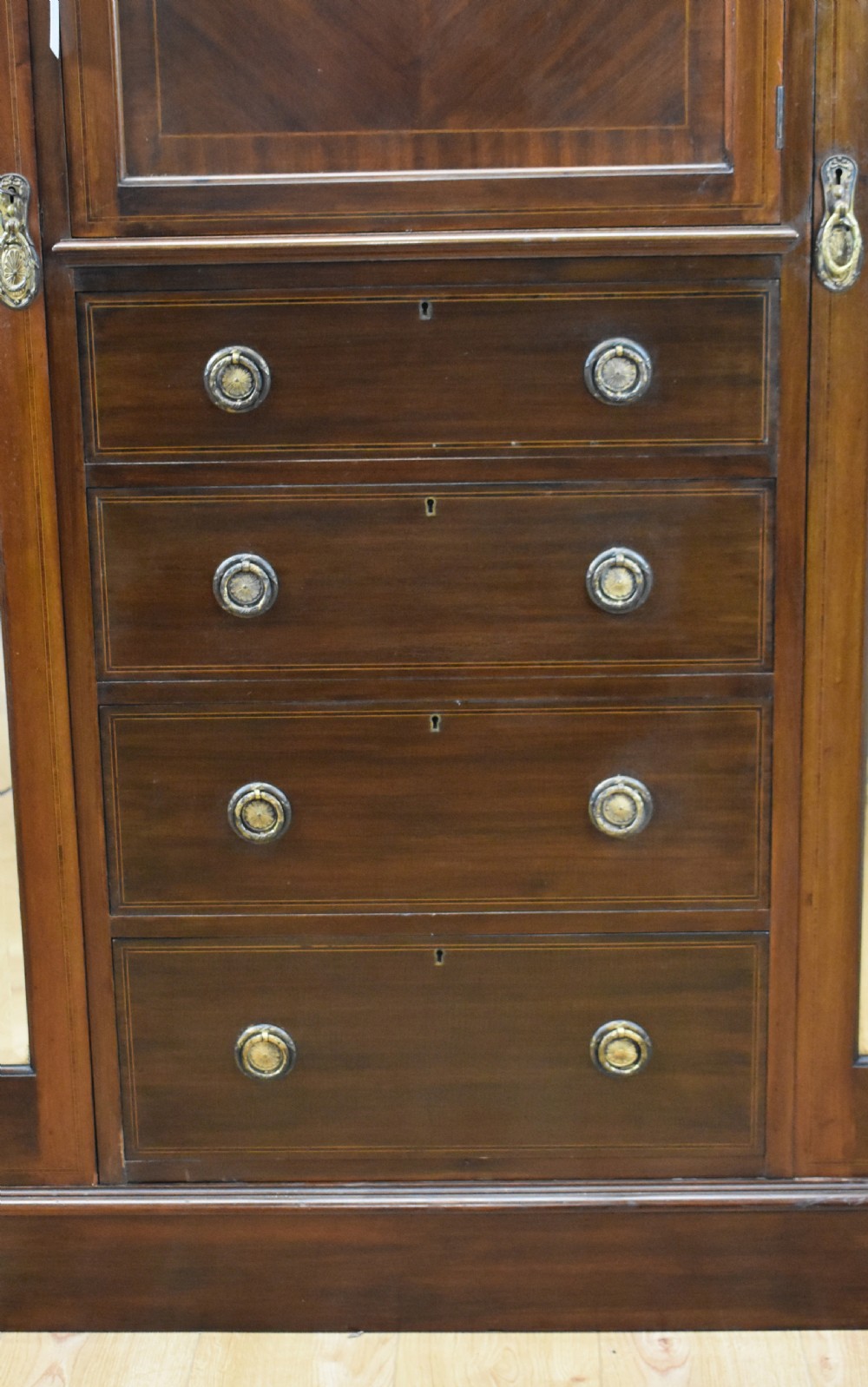 Edwardian Mahogany Triple Wardrobe View IV