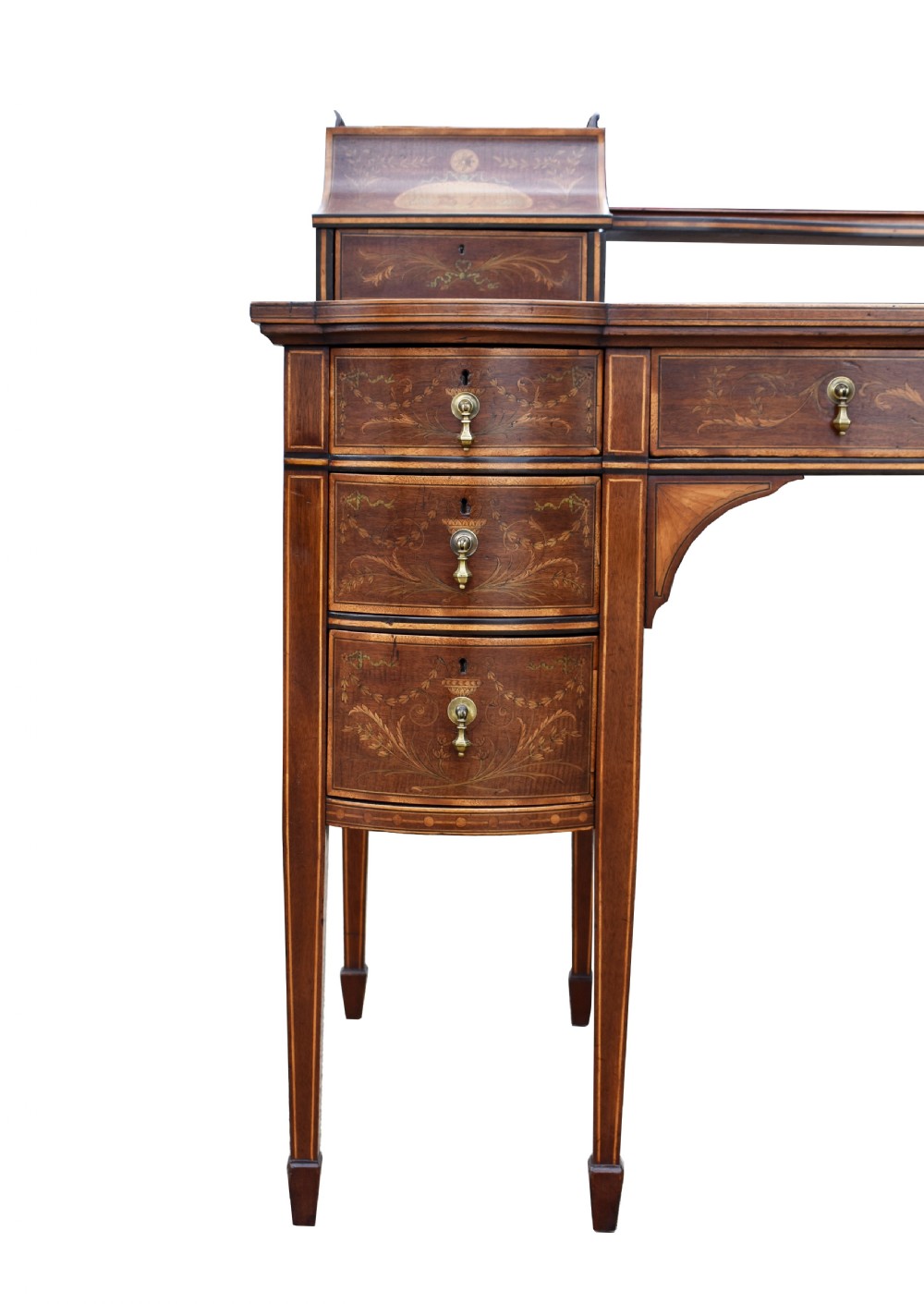 19th Century Victorian Mahogany and Marquetry Inlaid Desk by Edwards & Roberts View III