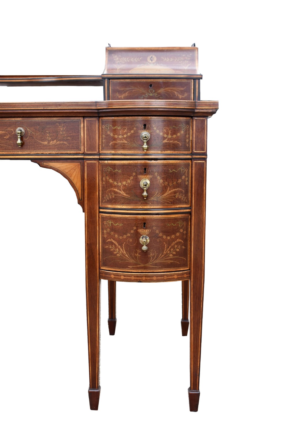 19th Century Victorian Mahogany and Marquetry Inlaid Desk by Edwards & Roberts View VI