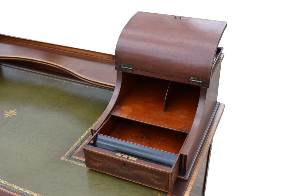 19th Century Victorian Mahogany and Marquetry Inlaid Desk by Edwards & Roberts View XII