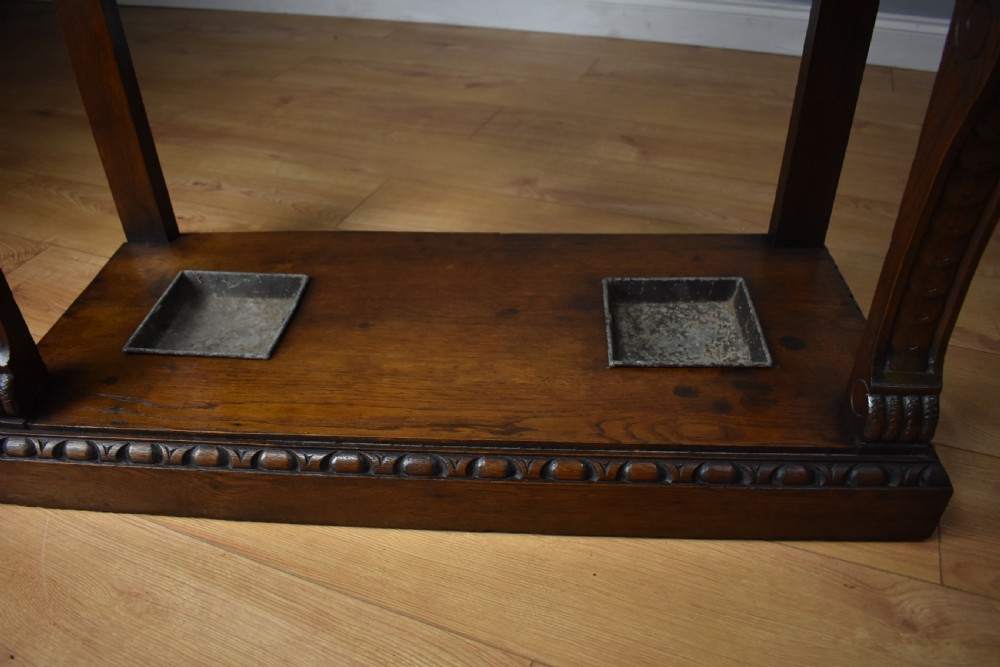 19th Century Carved Oak Flemish Style Hall stand View XII
