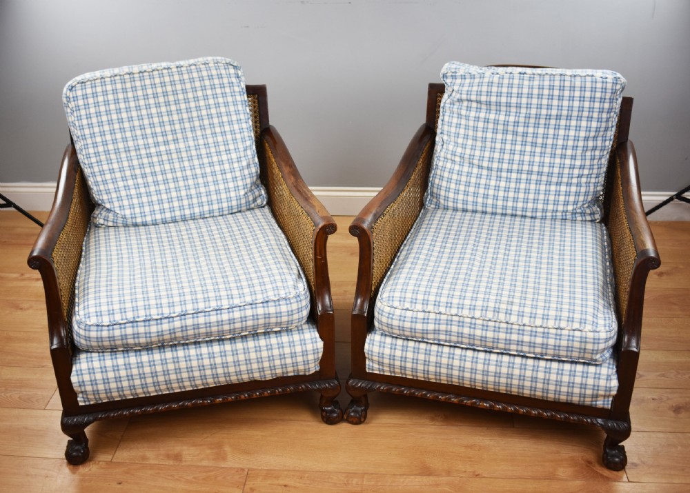 Early 20th Century Mahogany Three Piece Bergere Suite View IV