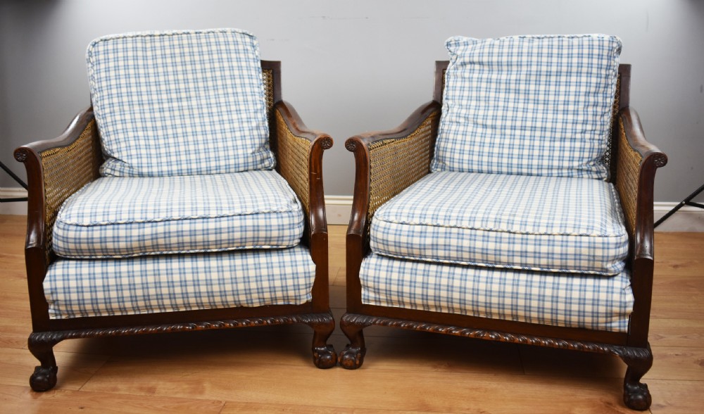 Early 20th Century Mahogany Three Piece Bergere Suite View V