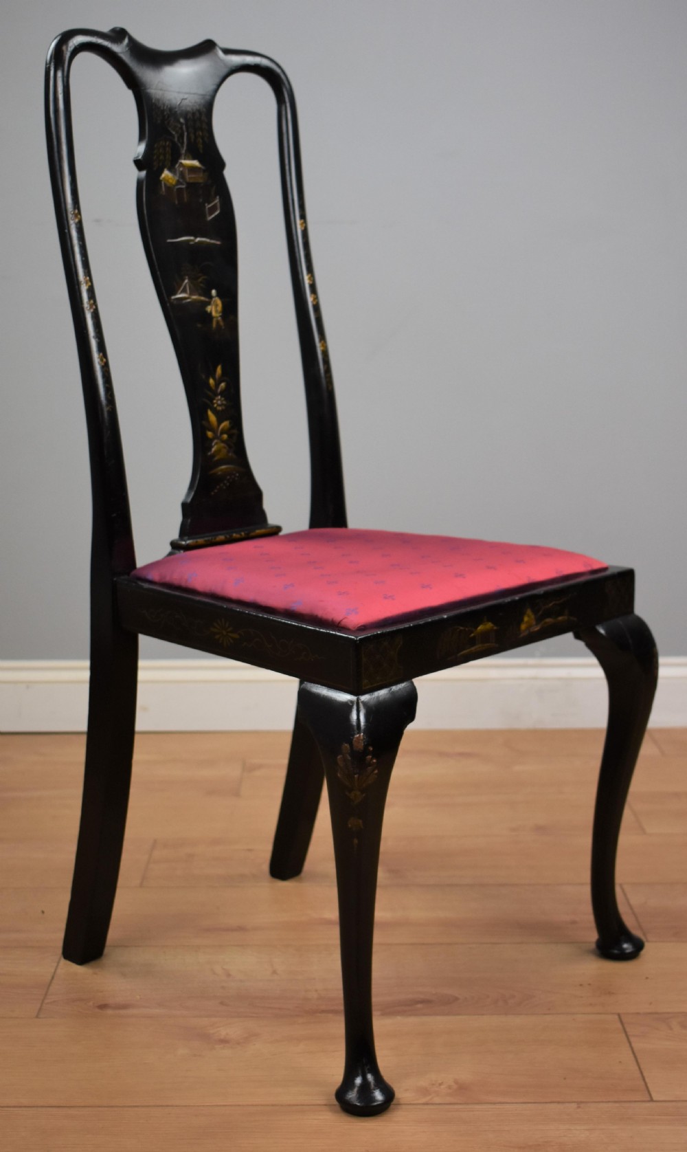 Early 20th Century set four Queen Anne Style Chinoiserie chairs View IV
