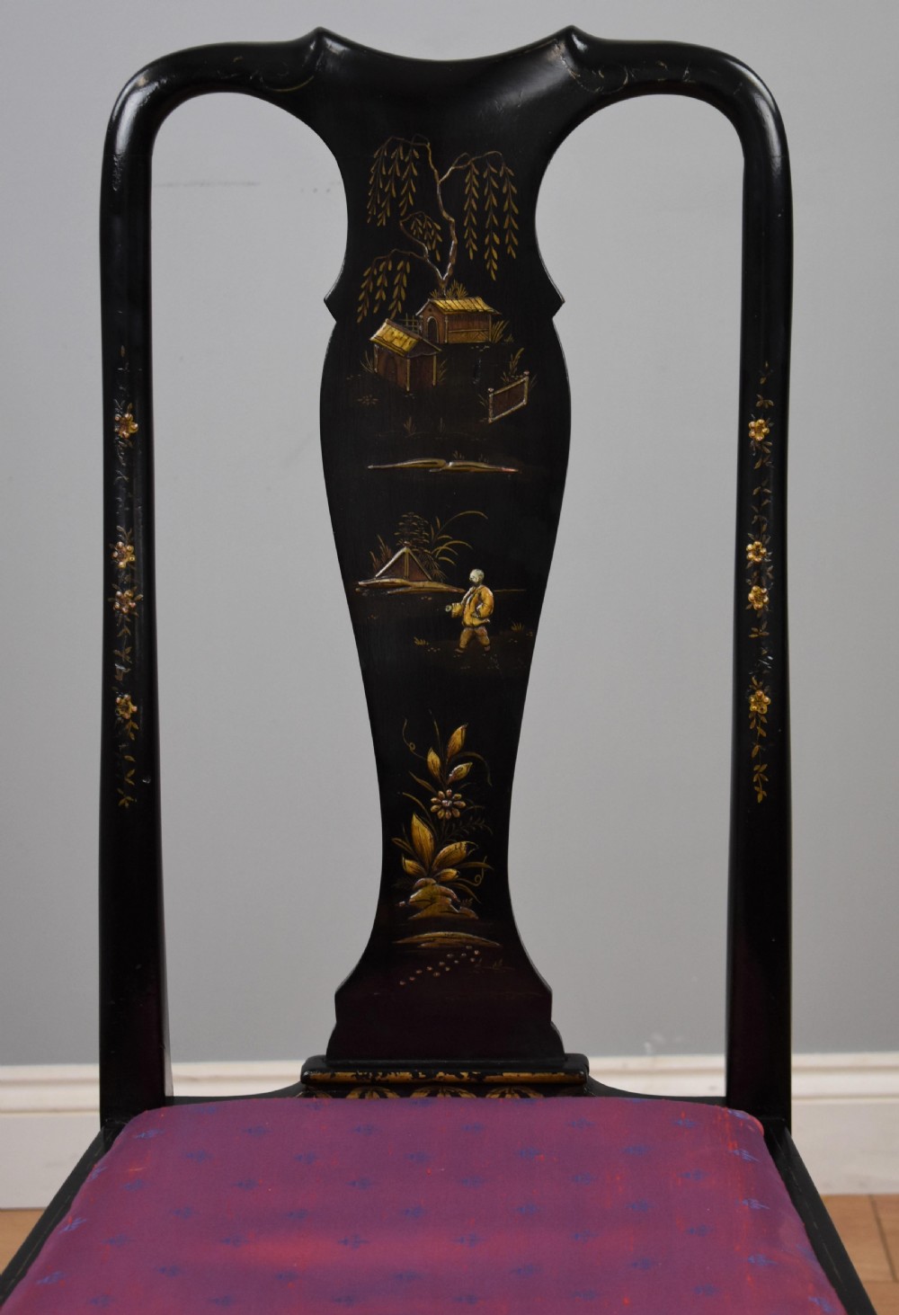 Early 20th Century set four Queen Anne Style Chinoiserie chairs View VII