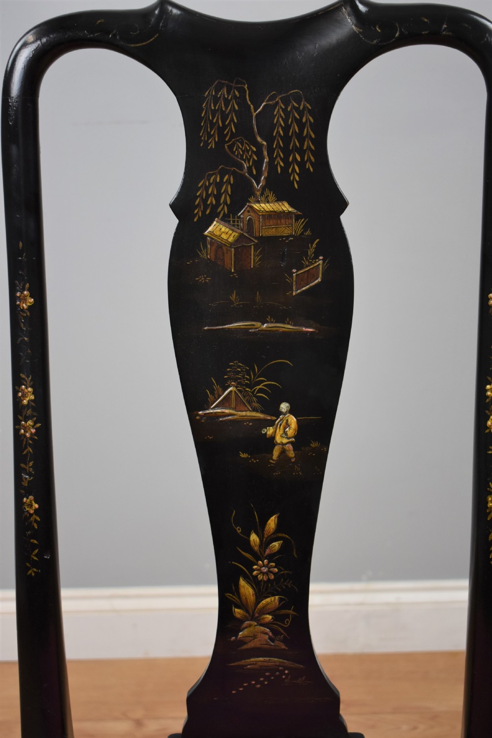 Early 20th Century set four Queen Anne Style Chinoiserie chairs View IX