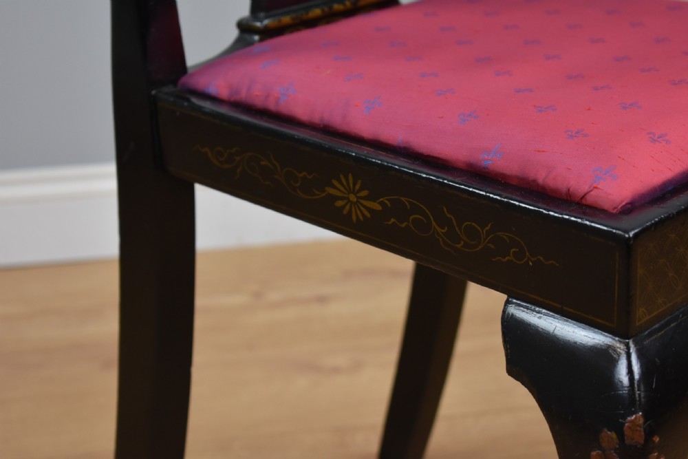 Early 20th Century set four Queen Anne Style Chinoiserie chairs View XII