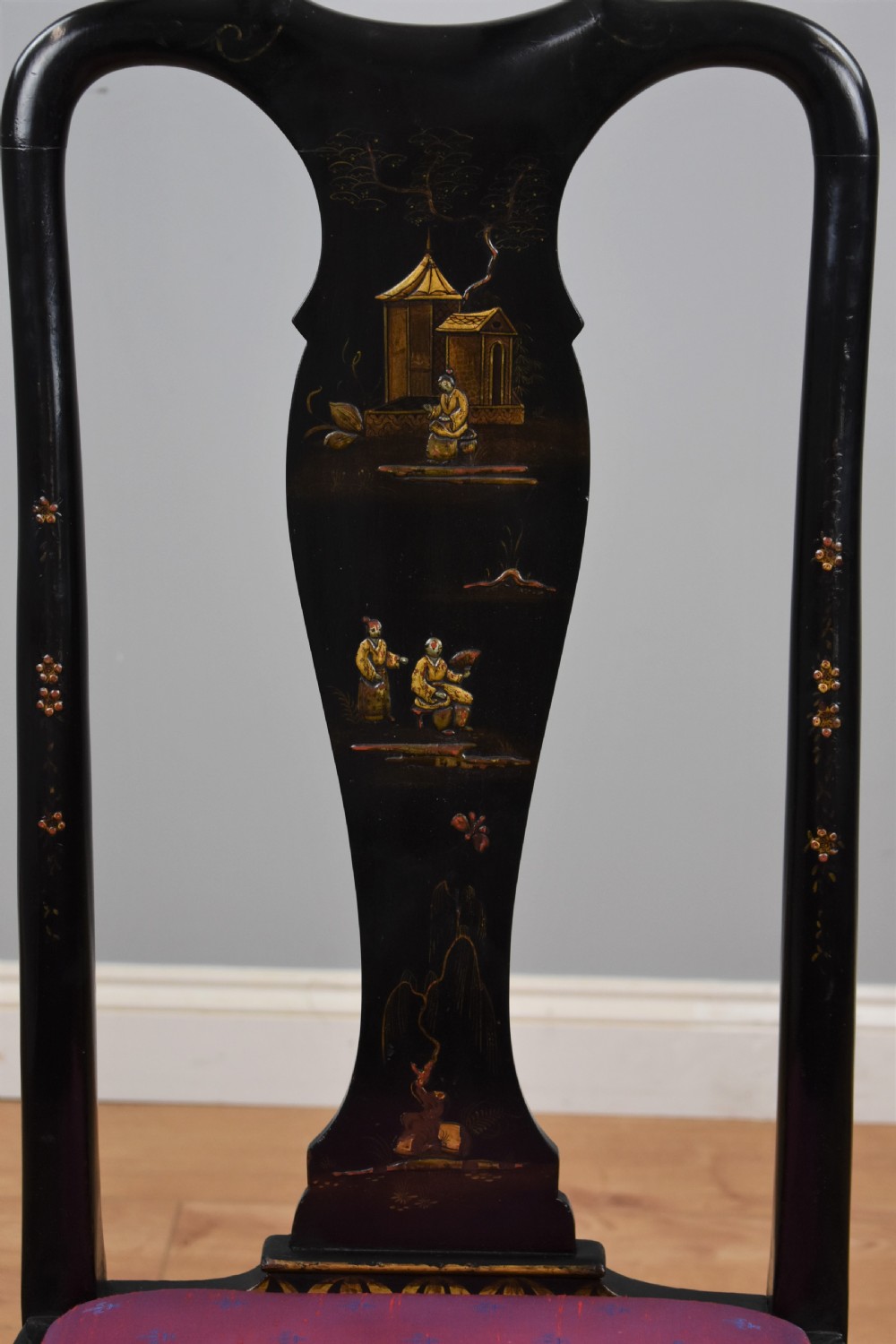 Early 20th Century set four Queen Anne Style Chinoiserie chairs View XIV
