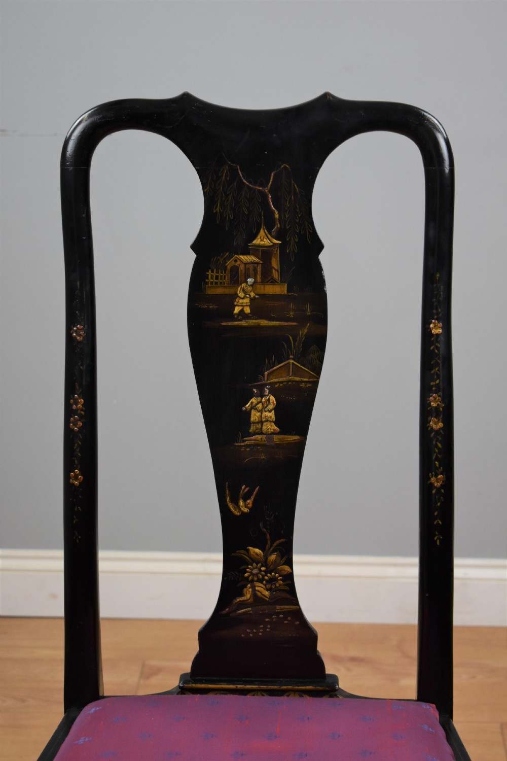 Early 20th Century set four Queen Anne Style Chinoiserie chairs View XVIII