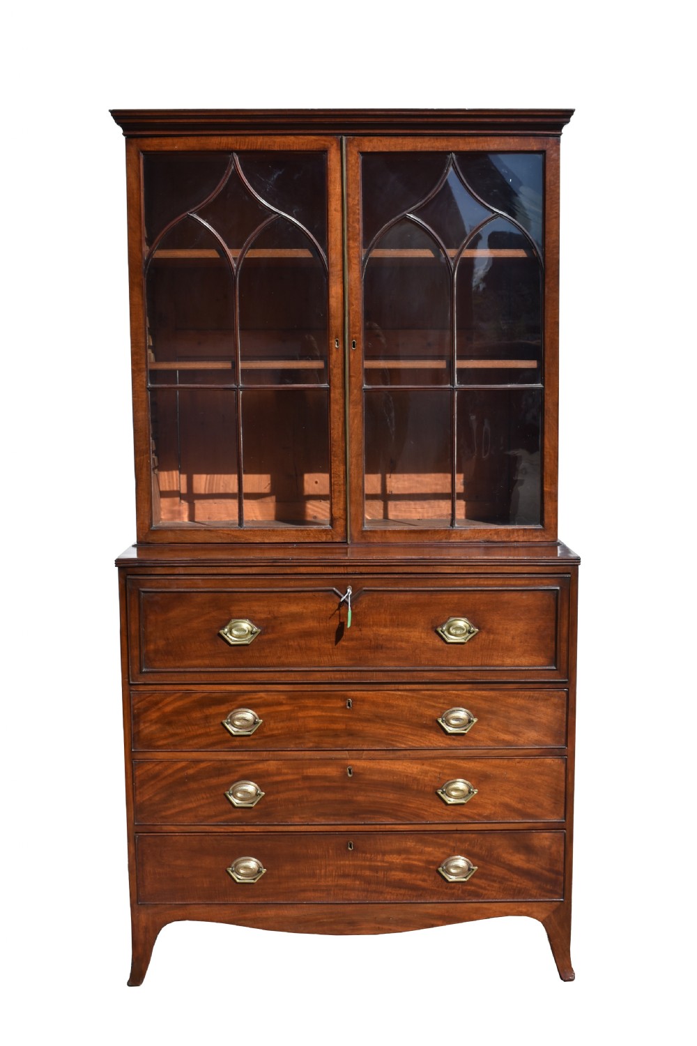 George III Mahogany Secretaire Bookcase