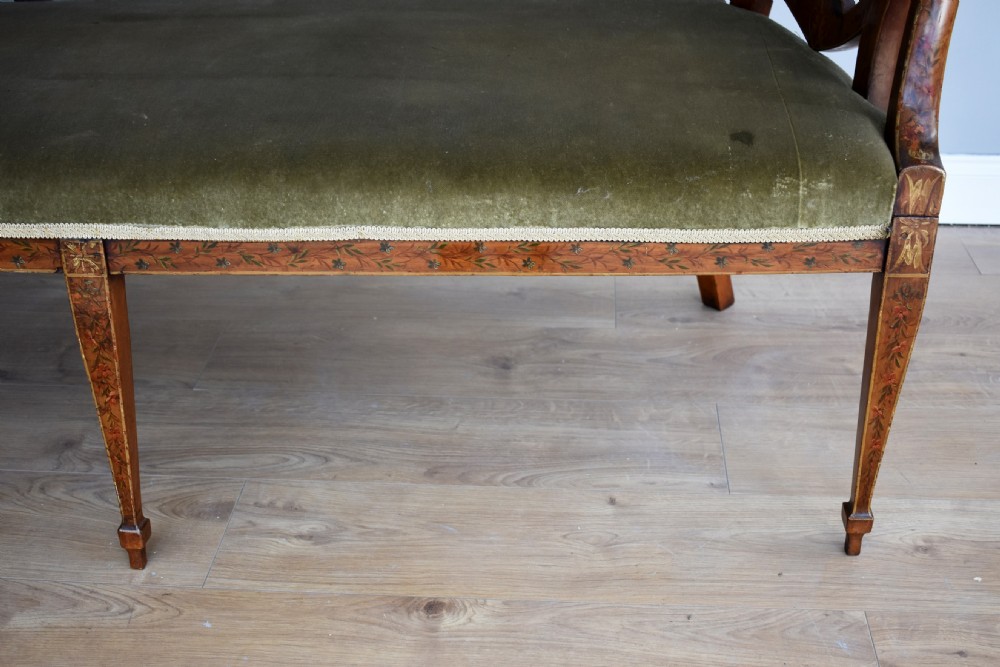 19th Century Hand Painted Satinwood Sofa View IX