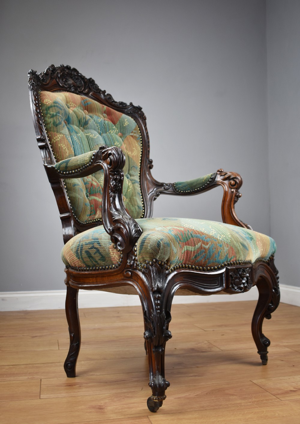 Victorian Carved Rosewood Armchair