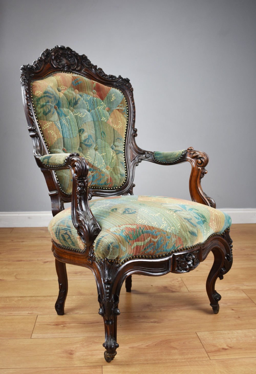 Victorian Carved Rosewood Armchair View II