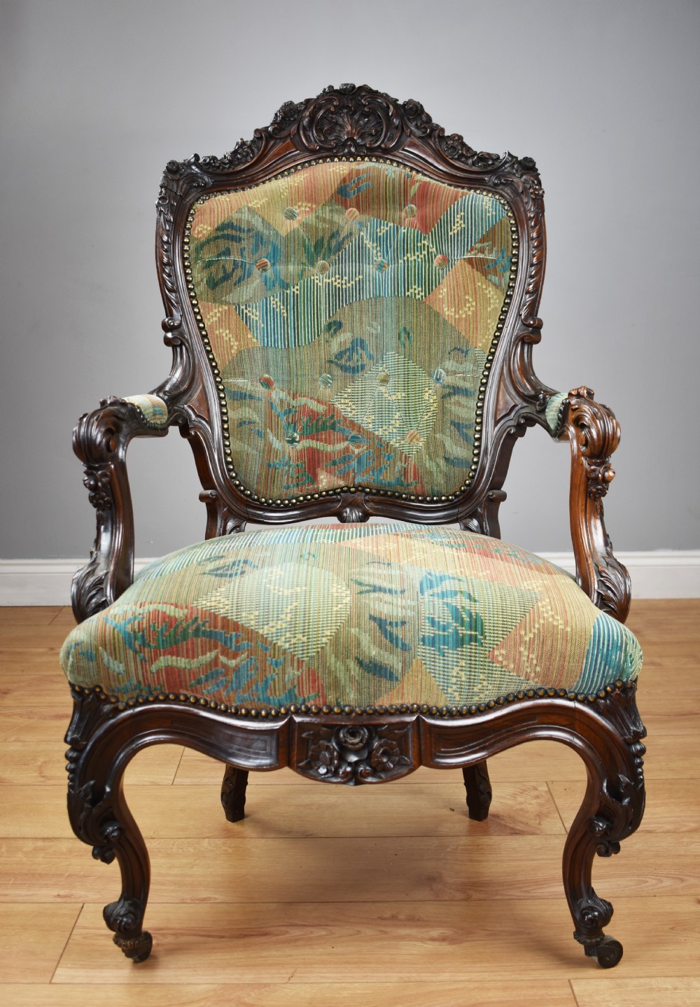 Victorian Carved Rosewood Armchair View III