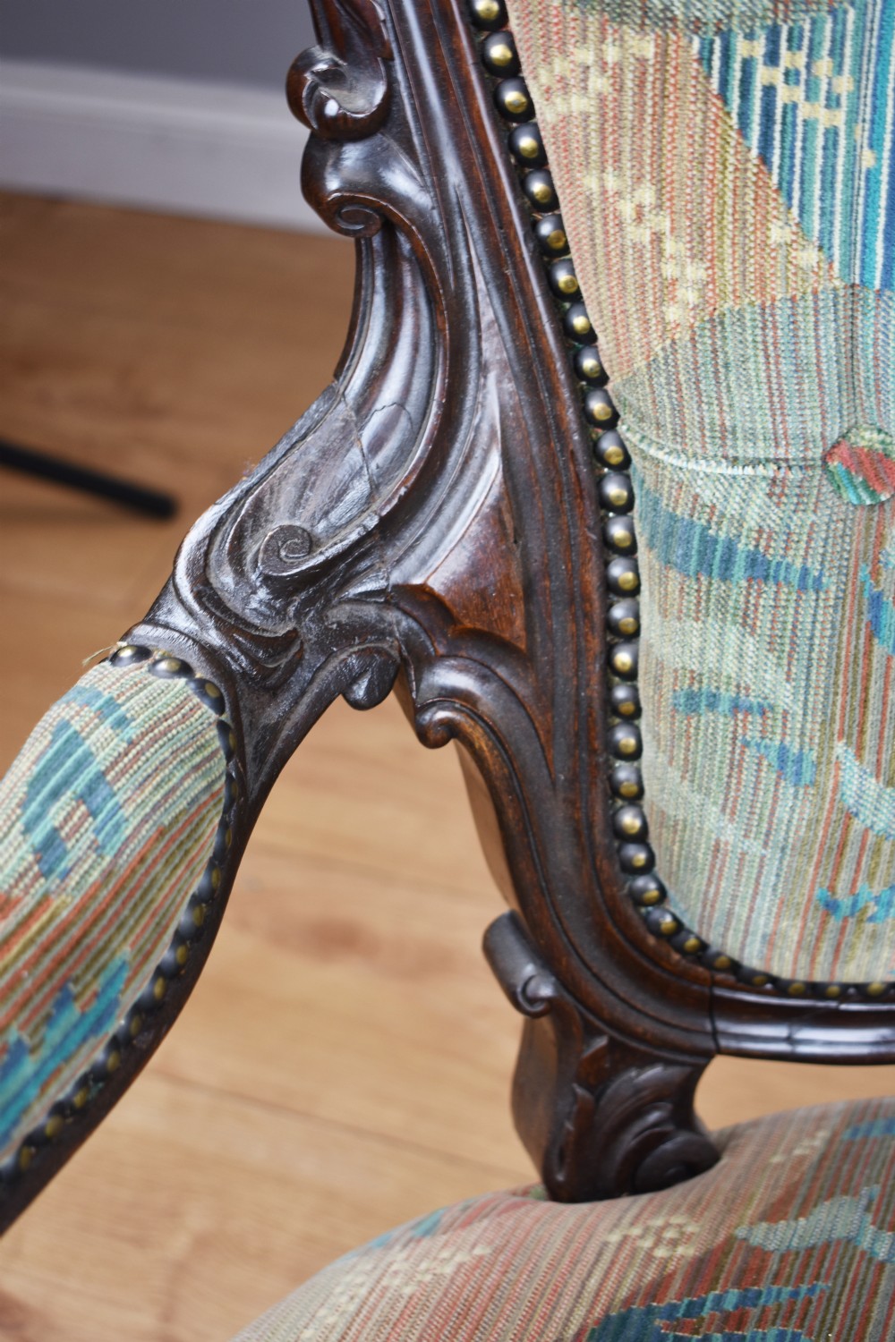 Victorian Carved Rosewood Armchair View VIII