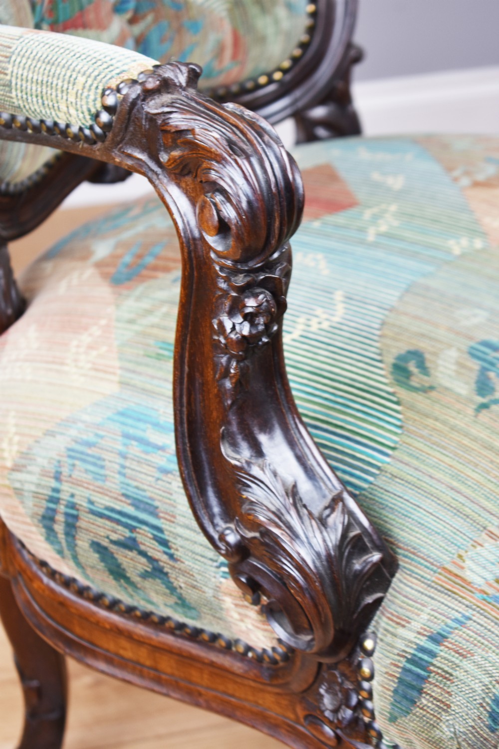 Victorian Carved Rosewood Armchair View IX