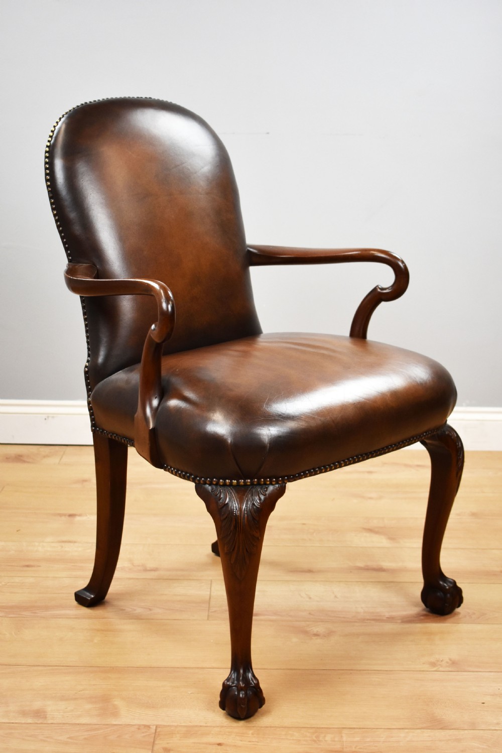 Georgian Style Hand Dyed Leather Armchair