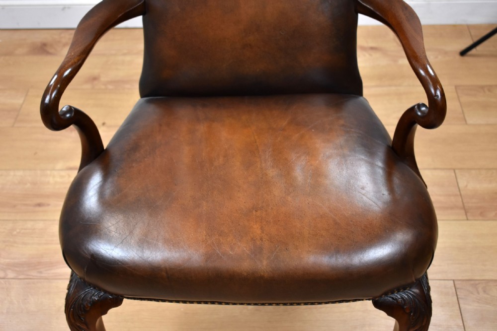 Georgian Style Hand Dyed Leather Armchair View III