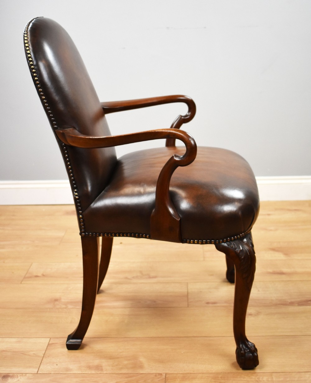Georgian Style Hand Dyed Leather Armchair View IV