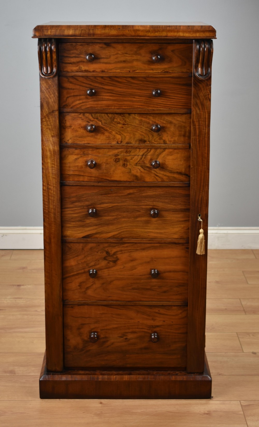 Victorian Walnut Secretaire Wellington Chest View II