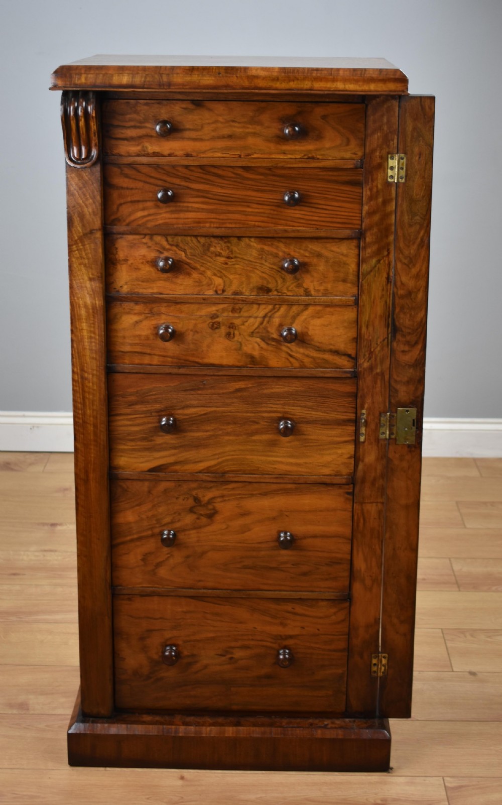Victorian Walnut Secretaire Wellington Chest View III
