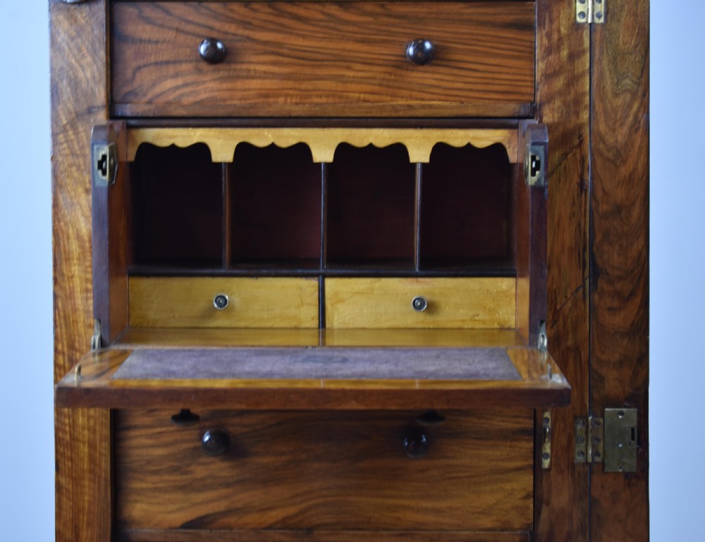 Victorian Walnut Secretaire Wellington Chest View VI