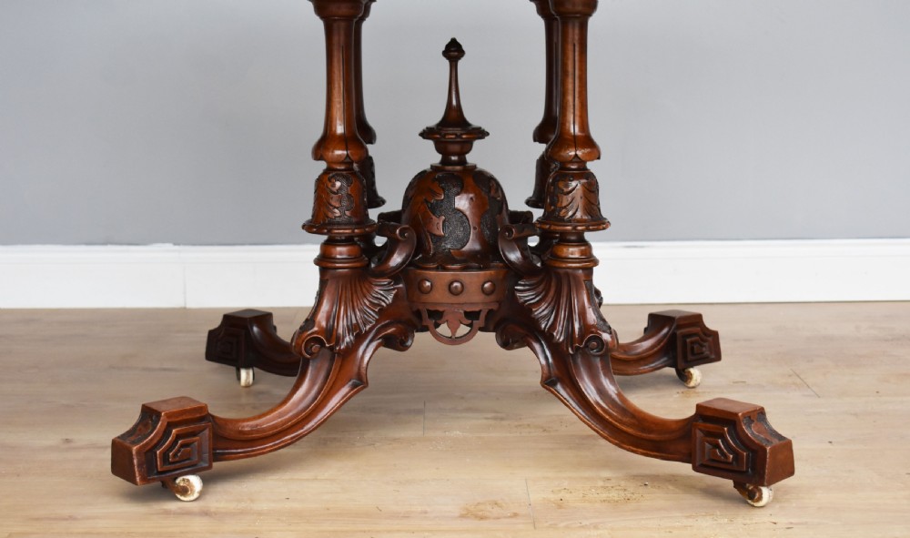 Victorian Burr Walnut Inlaid Breakfast Table  View III