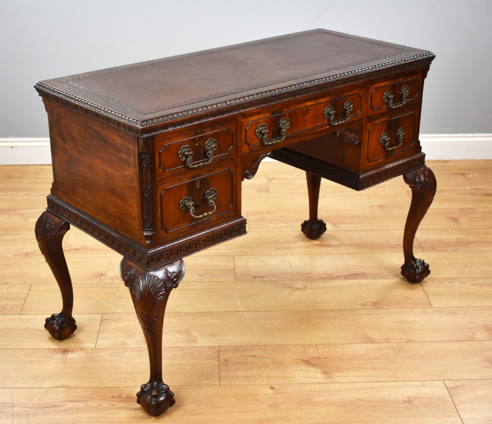 Antique Flame Mahogany Chippendale Style Writing Table View II