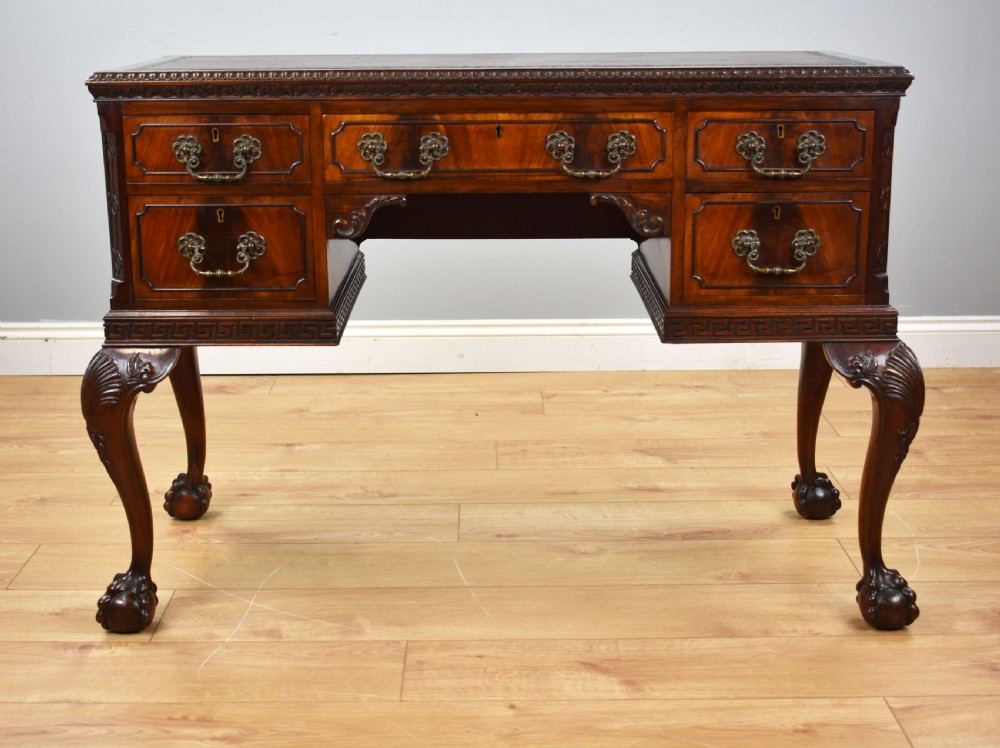 Antique Flame Mahogany Chippendale Style Writing Table View III