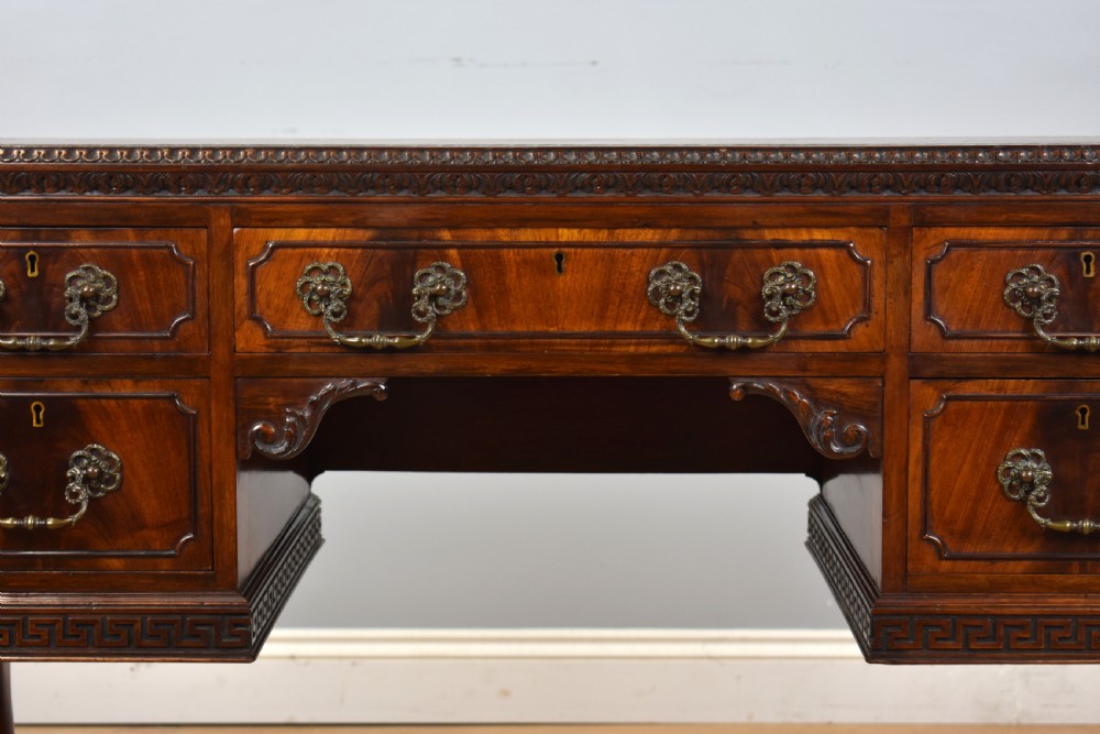 Antique Flame Mahogany Chippendale Style Writing Table View V