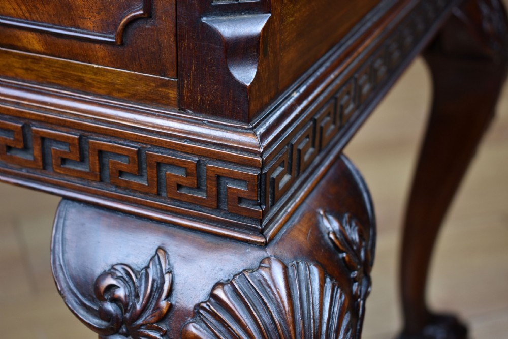 Antique Flame Mahogany Chippendale Style Writing Table View XIX