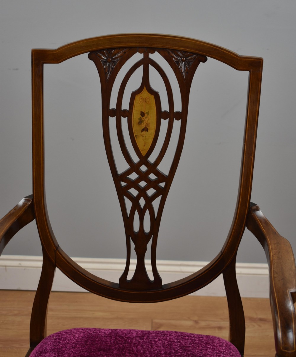 Edwardian Inlaid Mahogany Chair View V