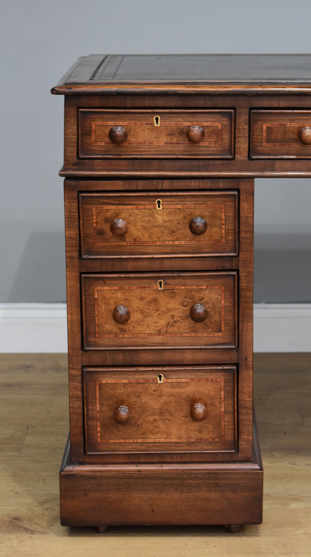 Victorian Burr Walnut Pedestal Desk View II