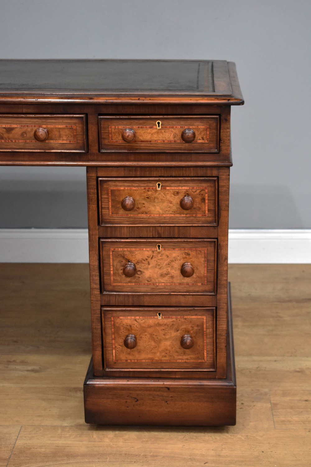 Victorian Burr Walnut Pedestal Desk View V