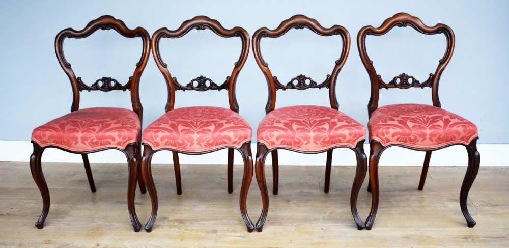 Set of 4 Victorian Rosewood Dining Chairs