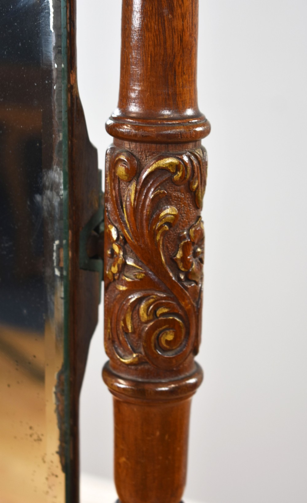 Edwardian Mahogany and Walnut Cheval Mirror View V