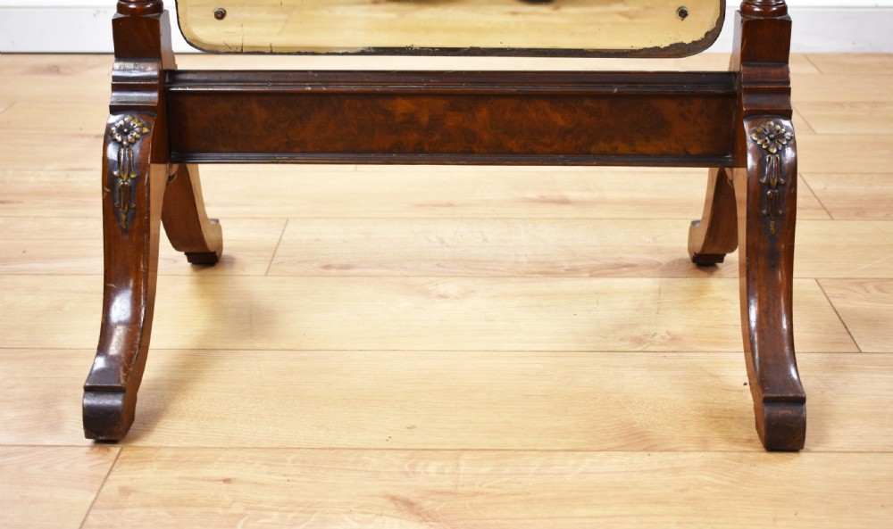 Edwardian Mahogany and Walnut Cheval Mirror View IX