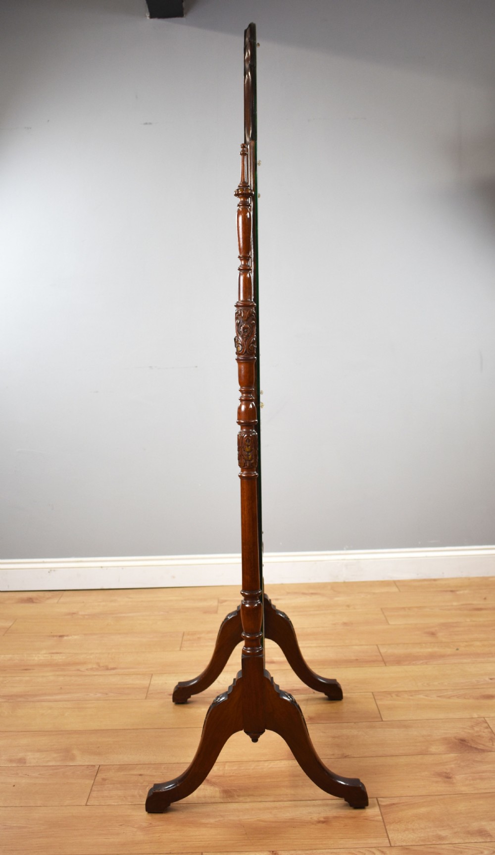 Edwardian Mahogany and Walnut Cheval Mirror View XI